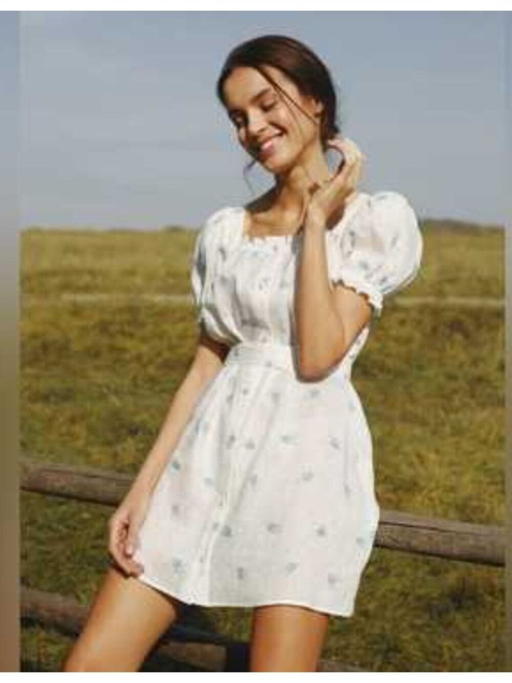 Sleeper Bridgette Linen Mini Dress Floral Print Size XS